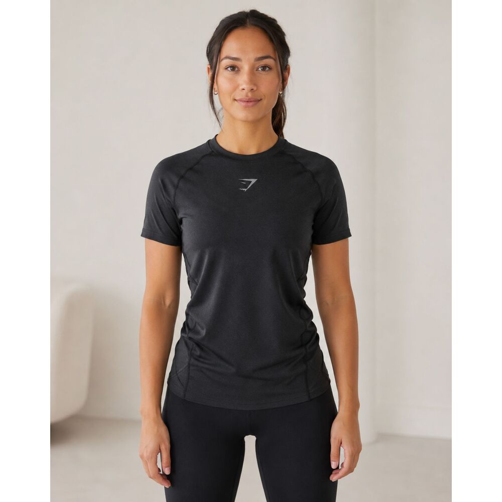 Gymshark Men’s Medium Black Compression Training Shirt Short Sleeve Athletic Top